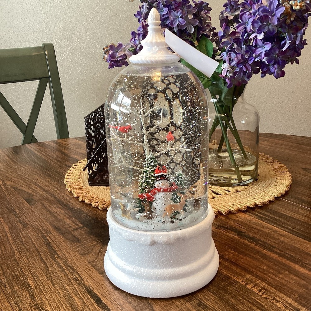 Winter Lane White Snow Lantern Snowman Rotating Figure QVC Christmas Illuminated